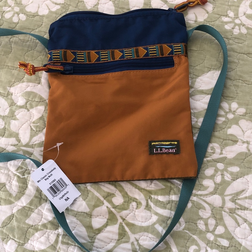 L.L. Bean Navy and Tan Crossbody Bag
